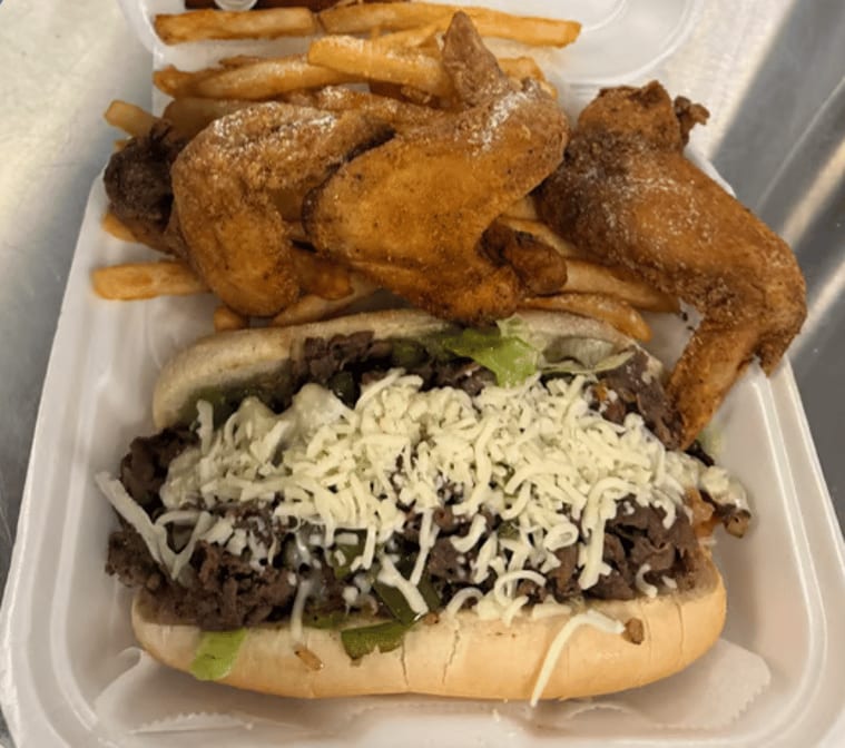 Philly Steak & 3 Wings & Fries.