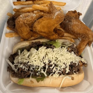 Philly Steak & 3 Wings & Fries